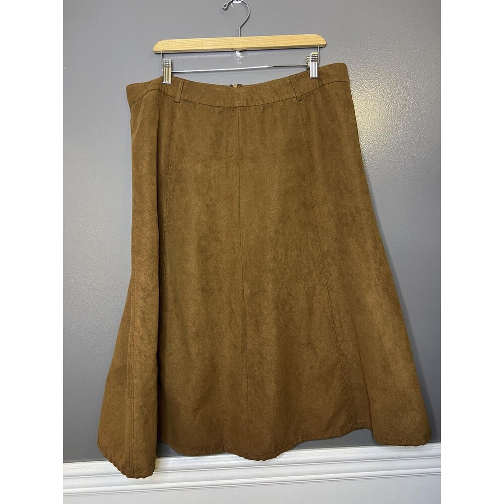 Duck Head Skirt Womens 18 Brown Microfiber Faux Suede A-Line Midi Fall Casual